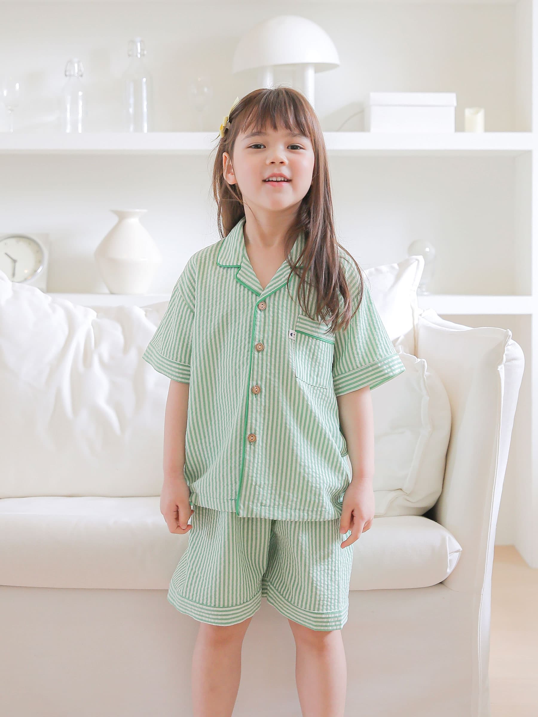 (Solo)(Green Day) Domestically Produced Striped Kids Pajama Set - 이미지 8