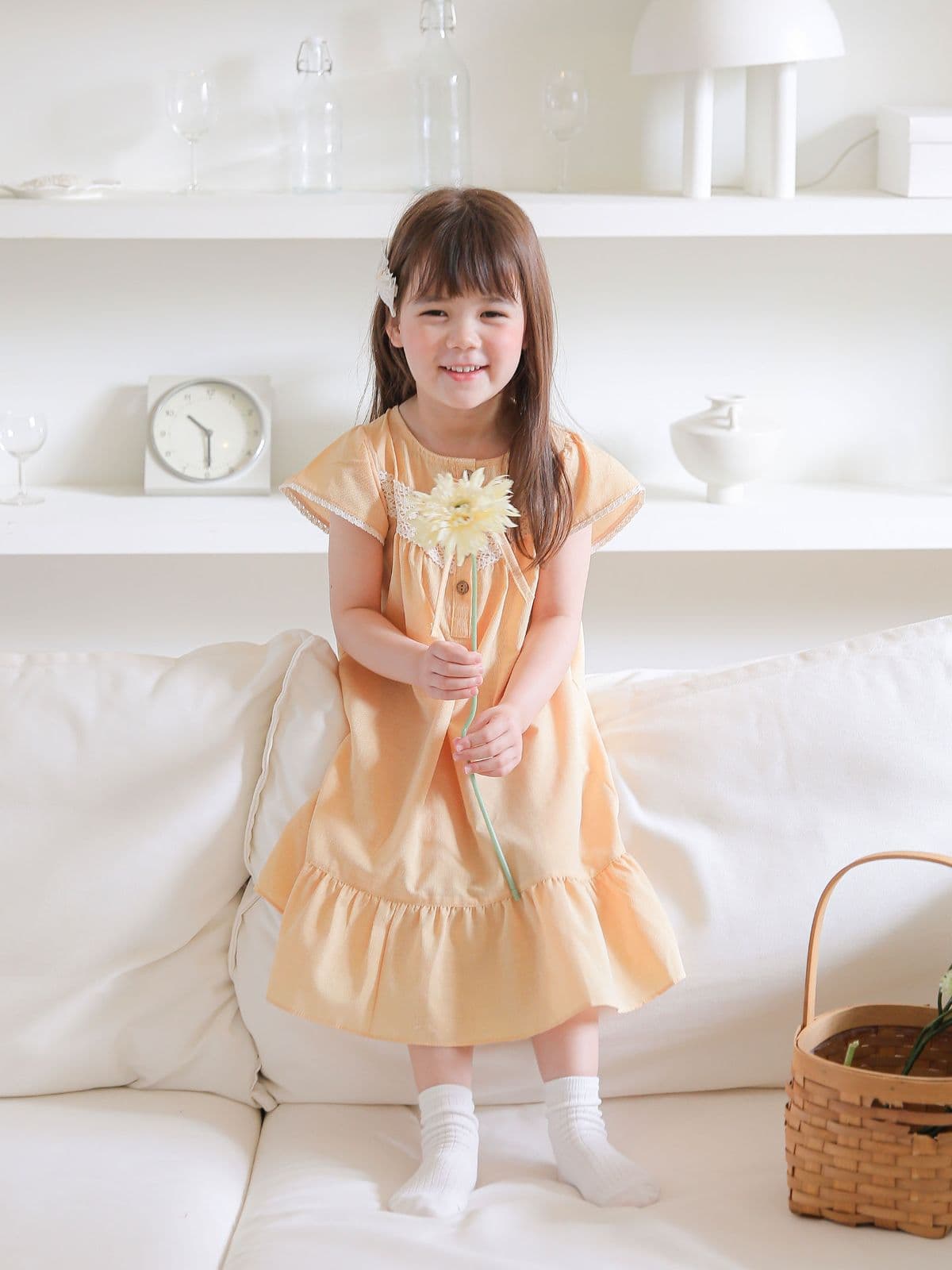(Solo)(Maria D) Domestically Produced Girls' Kkaegobang Check Kids One-piece Pajamas - 이미지 3