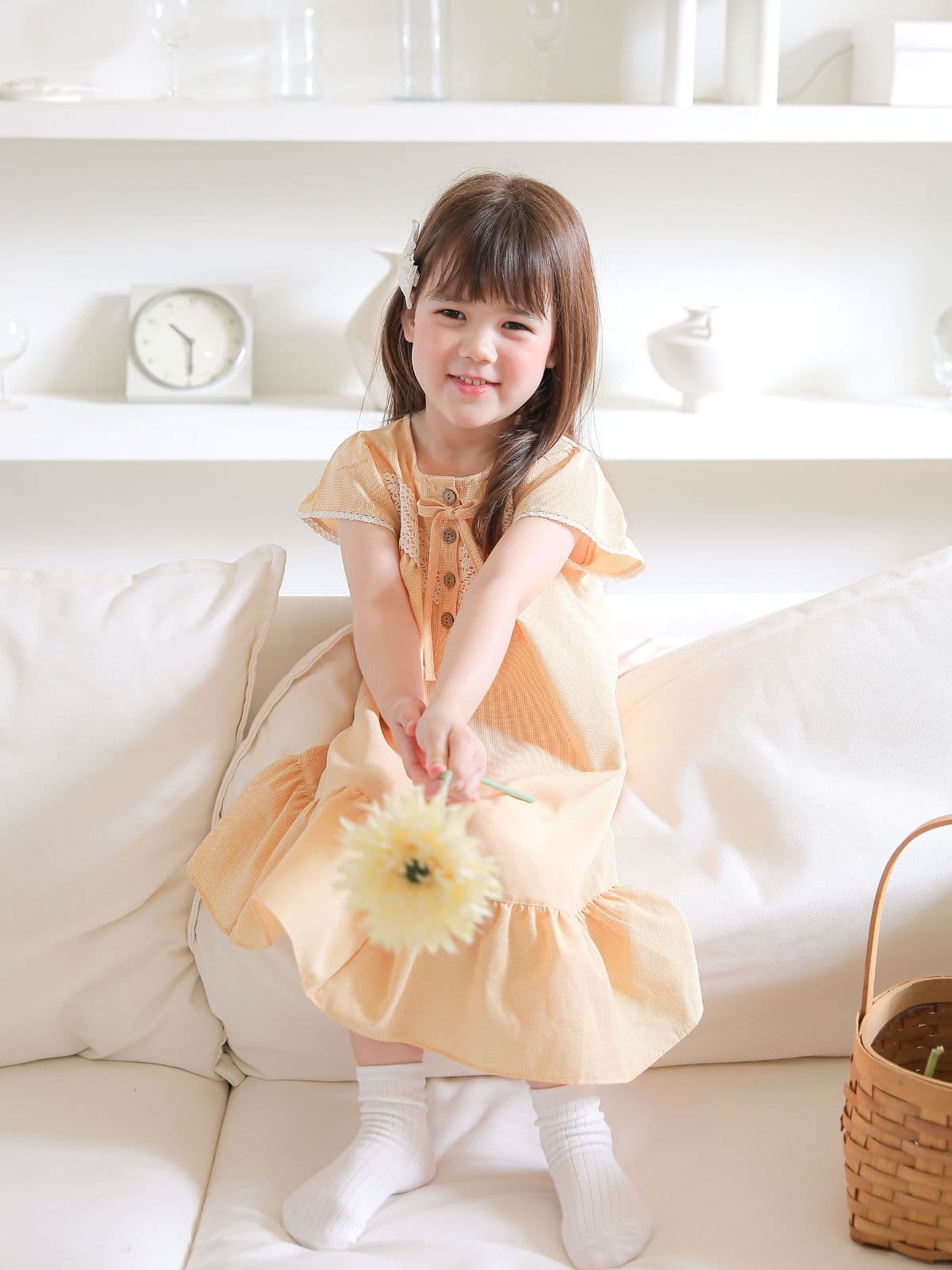 (Solo)(Maria D) Domestically Produced Girls' Kkaegobang Check Kids One-piece Pajamas - 이미지 7