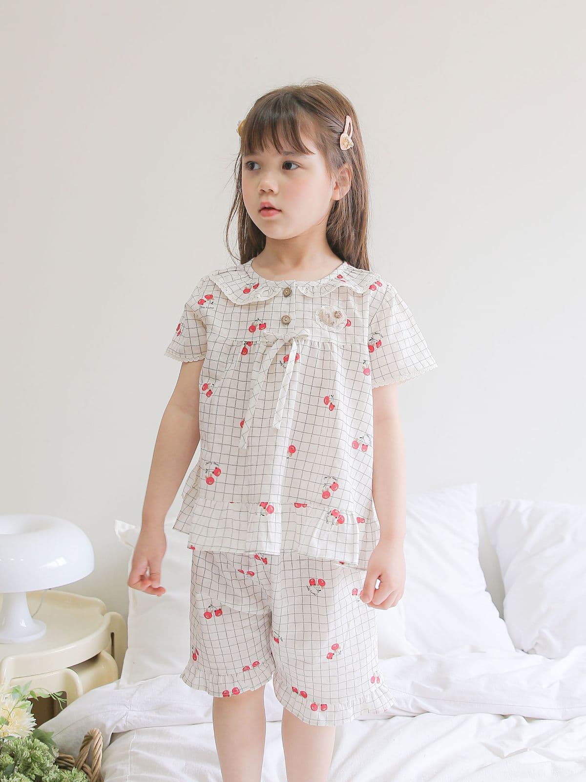 (Solo)(Cherry Bonbon) Domestically Produced Kids Check Pajama Homewear Set - 이미지 10