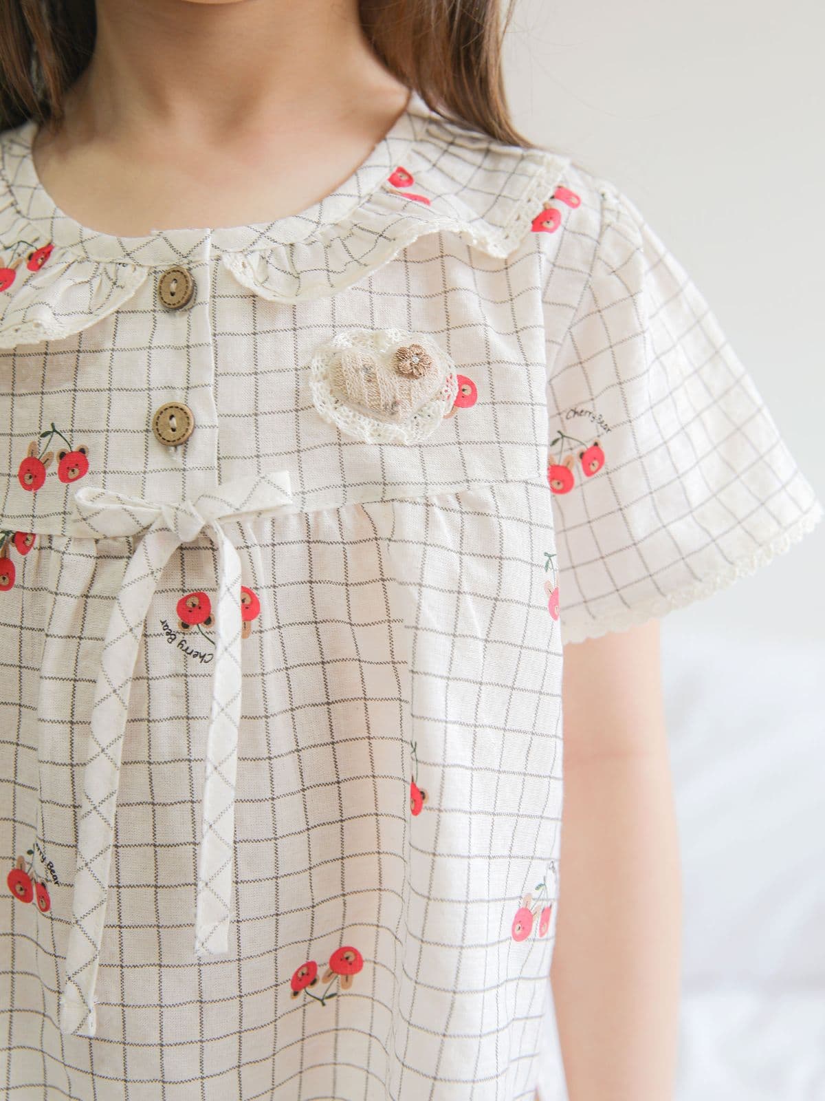 (Solo)(Cherry Bonbon) Domestically Produced Kids Check Pajama Homewear Set - 이미지 13