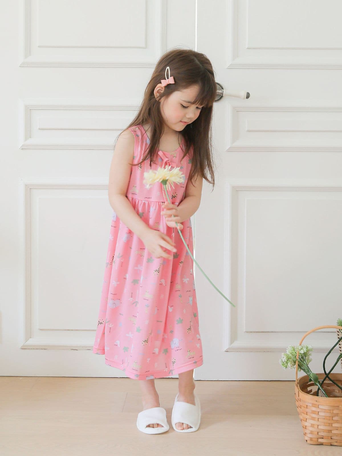 (Solo)(Pink Forest D) Domestically Produced Girls' Rayon Kids Sleeveless Dress Pajamas - 이미지 3