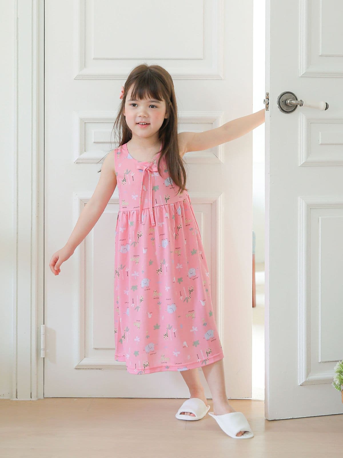 (Solo)(Pink Forest D) Domestically Produced Girls' Rayon Kids Sleeveless Dress Pajamas - 이미지 4