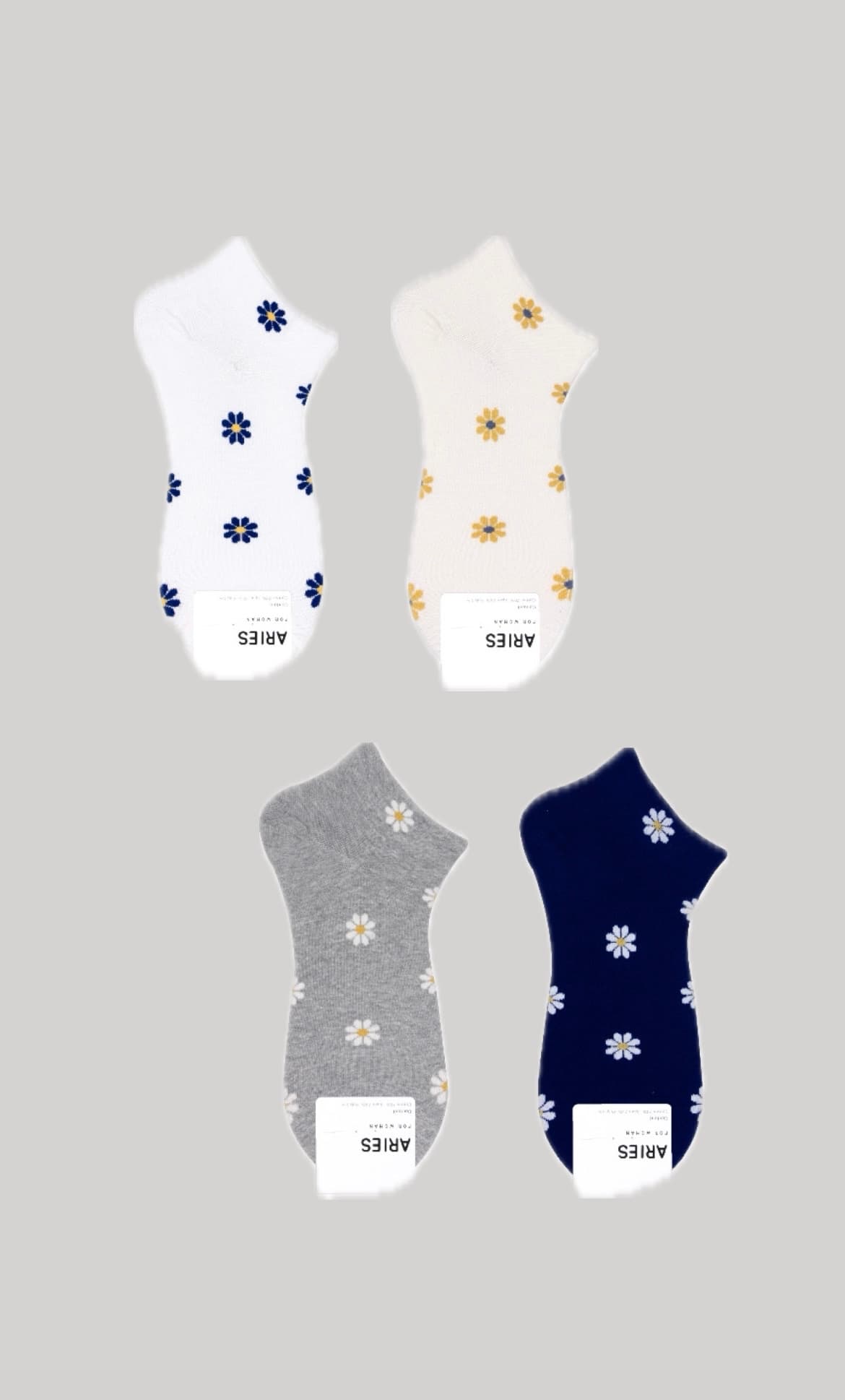 Aeries Flower Line Sneaker Socks Flat Socks Floral Socks Socks Fashion Socks Korean Socks Women's Socks Middle-aged Women's Socks - 이미지 1