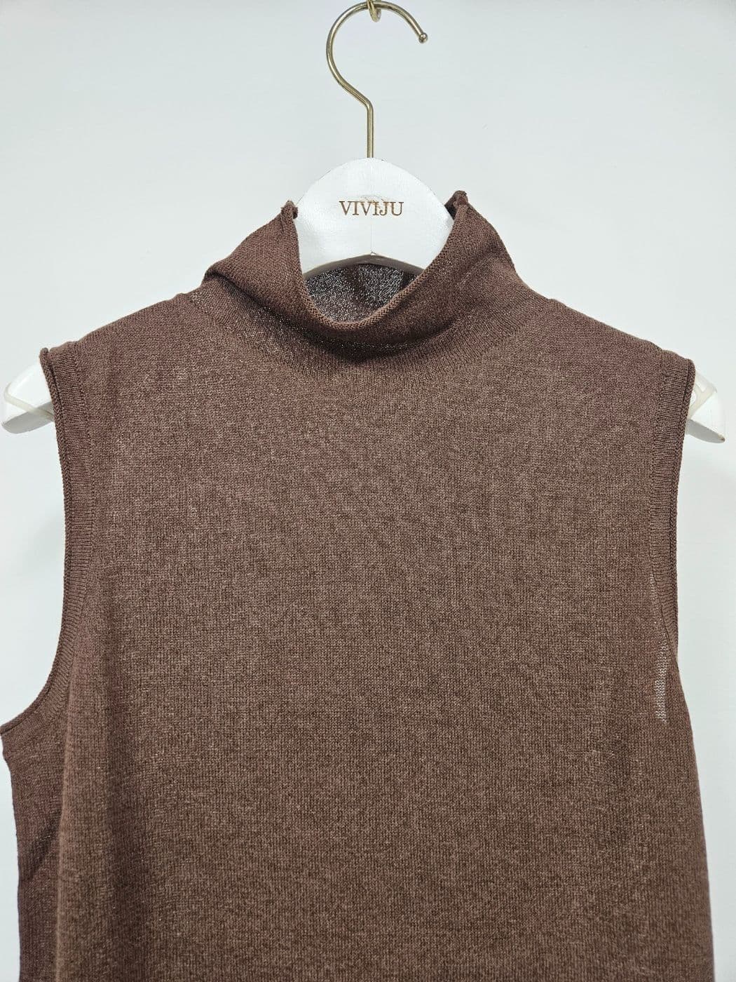 High-quality half-turtleneck knit tank top - 이미지 7