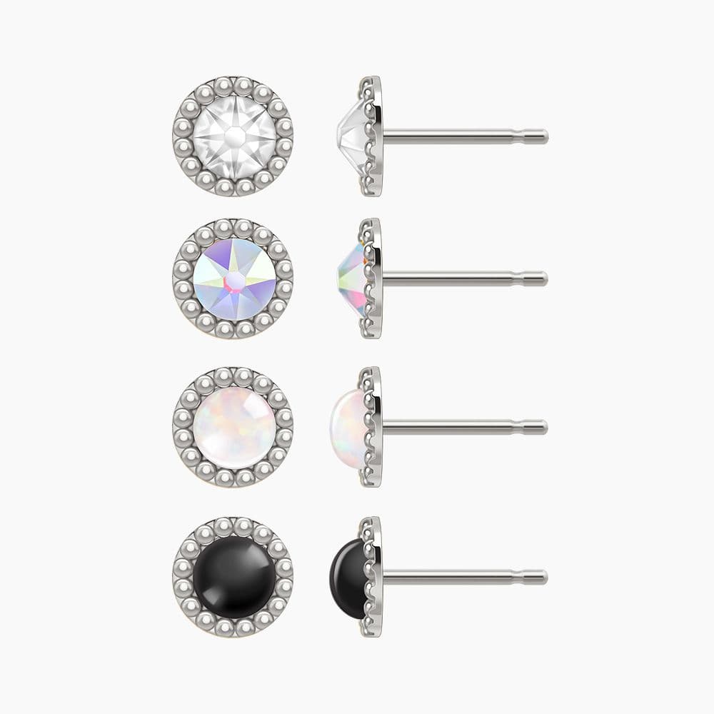 Silver sunflower stud earrings - 이미지 1