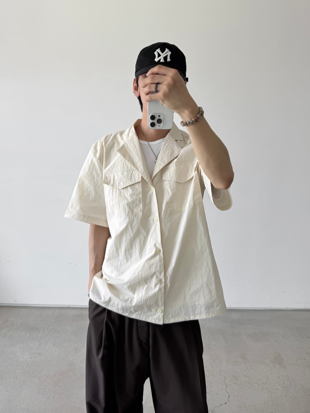 In-house Production_Two-Pocket Nylon Short-Sleeve Shirt (New Summer Arrival_Unique Sex_Crinkle_Water-Repellent Coating) - 이미지 8