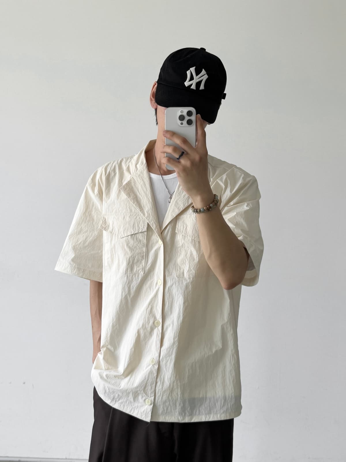 In-house Production_Two-Pocket Nylon Short-Sleeve Shirt (New Summer Arrival_Unique Sex_Crinkle_Water-Repellent Coating) - 이미지 9