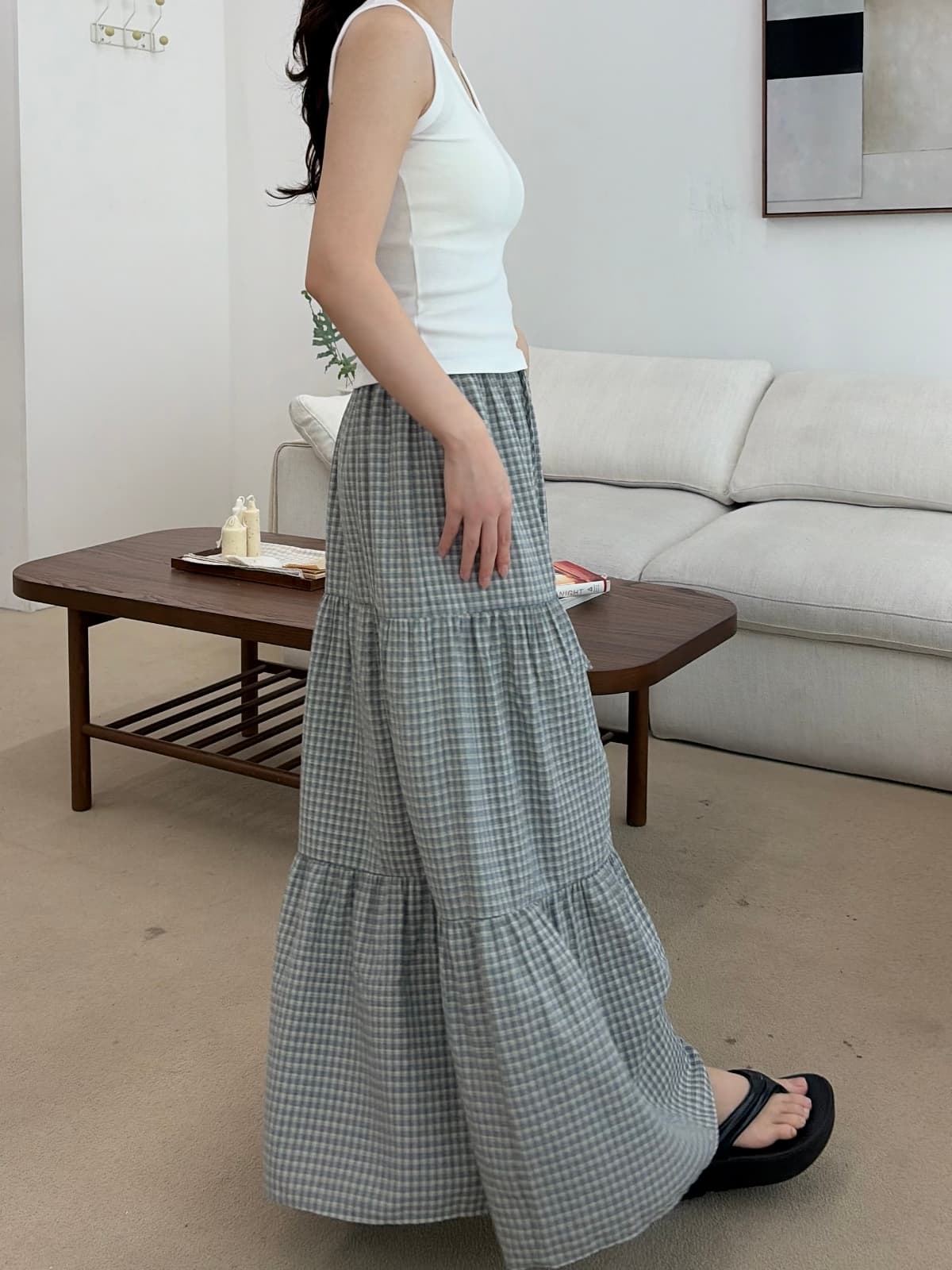 plaid tiered skirt - 이미지 10