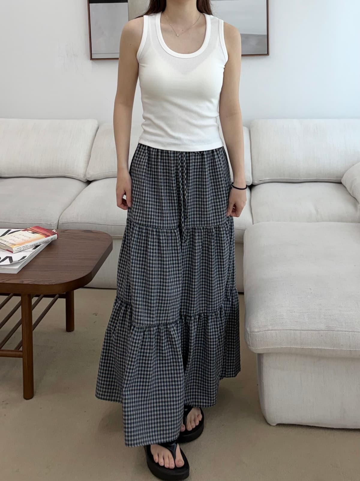 plaid tiered skirt - 이미지 3