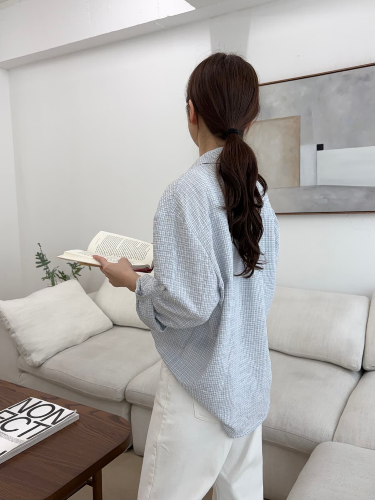 Summer check roll-up shirt - 이미지 8