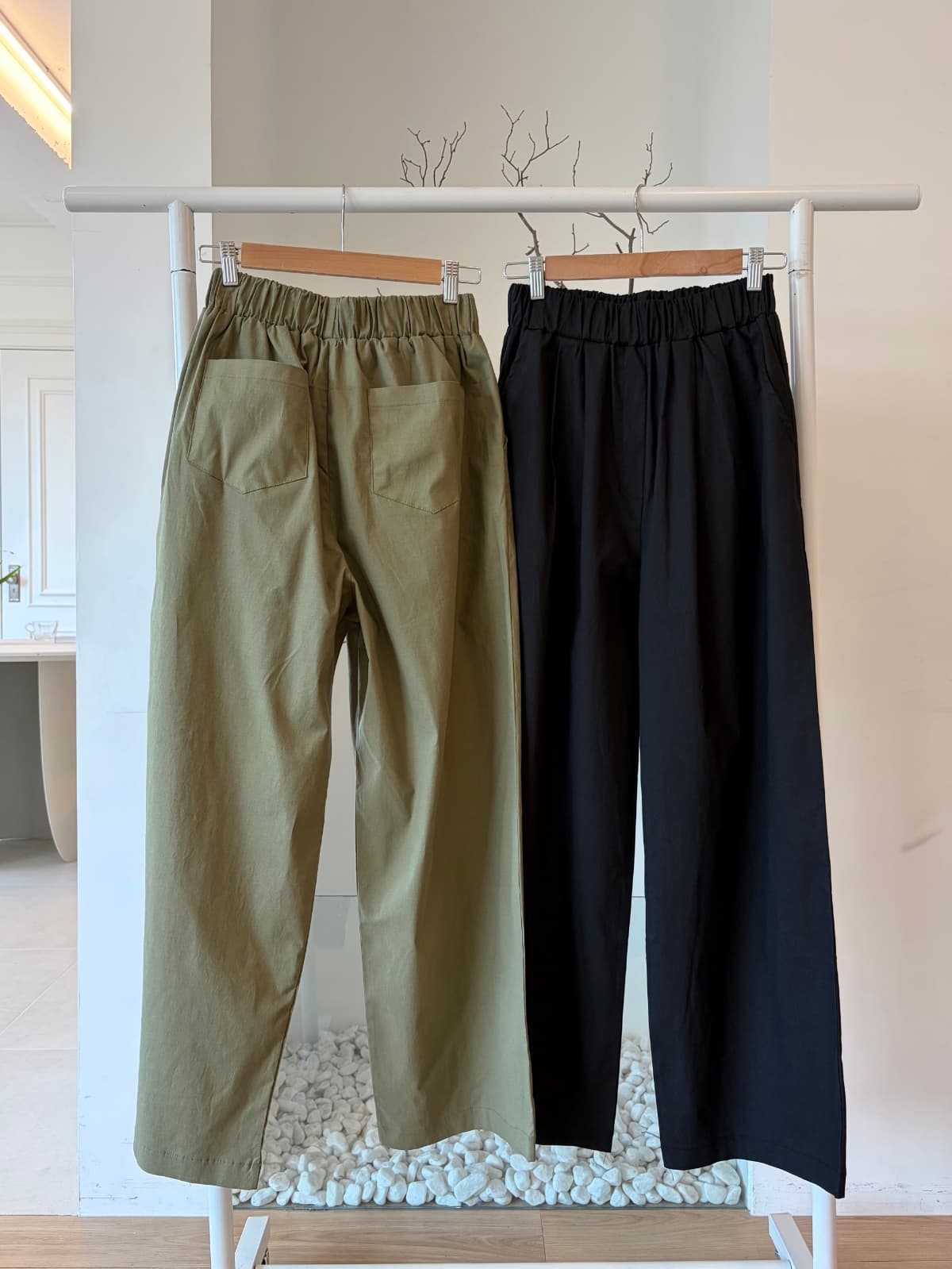 Linen elastic waist pants - 이미지 2