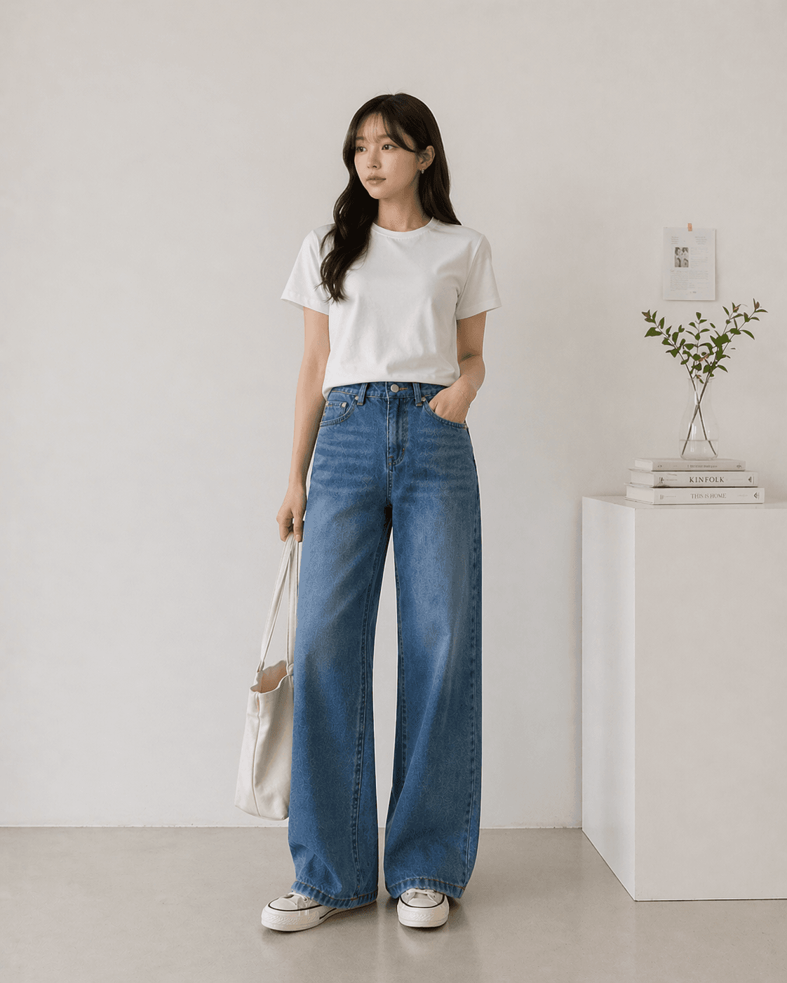 Hidden band wide fit denim - 이미지 8