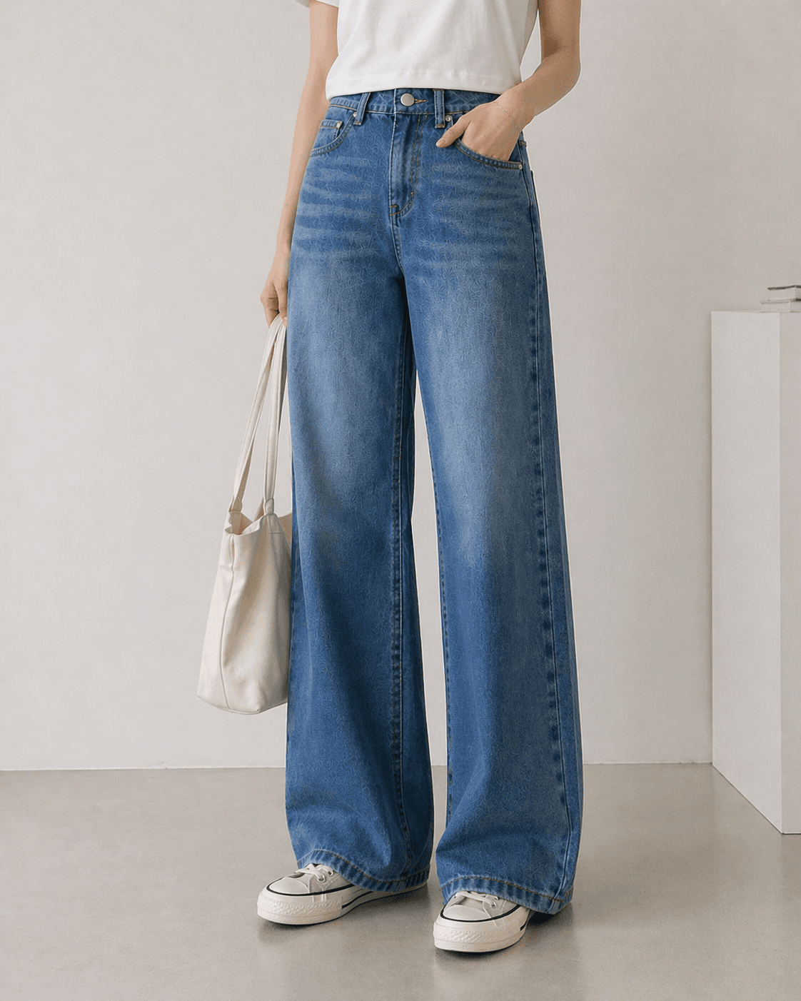 Hidden band wide fit denim - 이미지 6