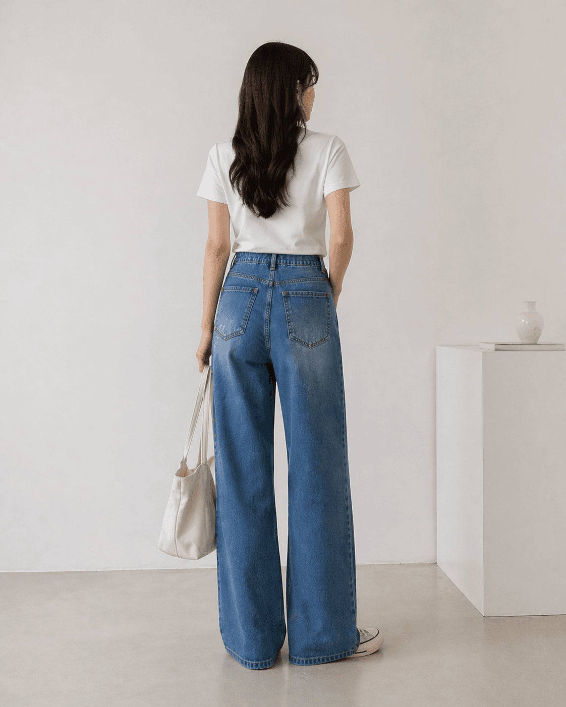 Hidden band wide fit denim - 이미지 5