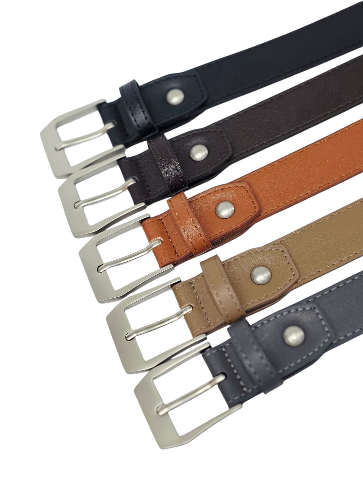 30mm Matte Pentagonal Buckle Unisex Synthetic Leather Casual Belt 5 Colors - 이미지 1