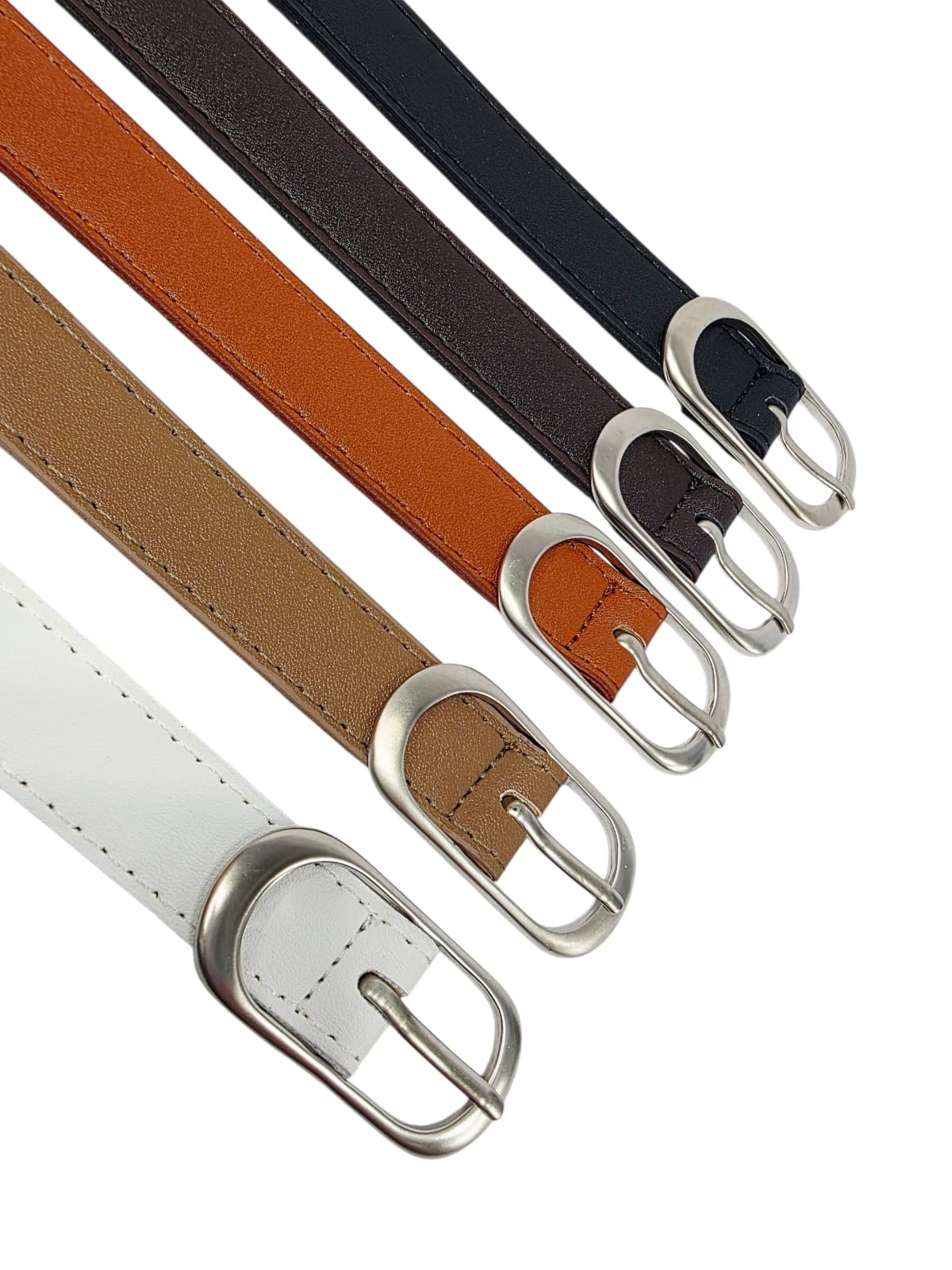 20mm Domestic Matte Silver Slim Oval Buckle Daily Belt - 이미지 3