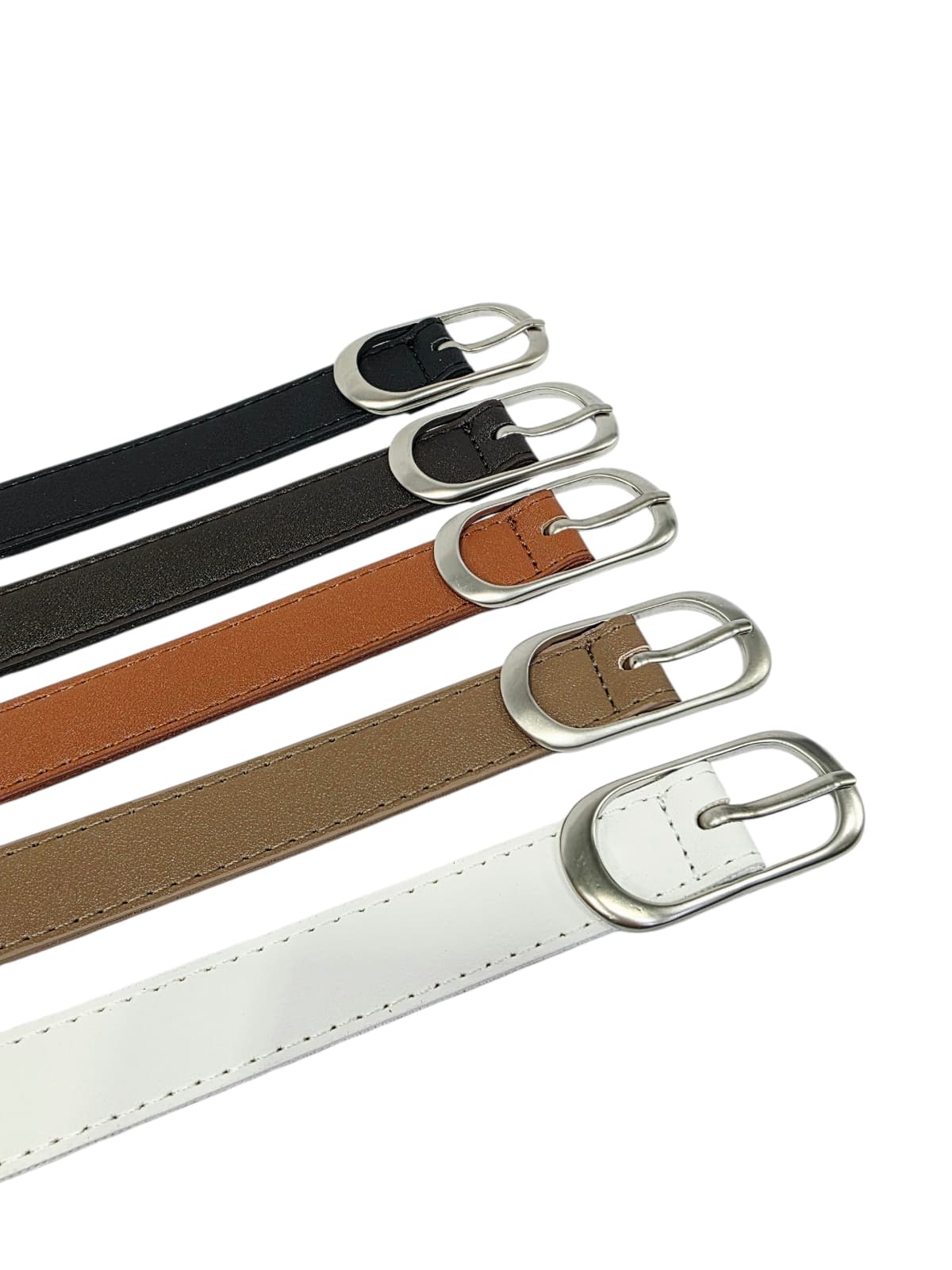 20mm Domestic Matte Silver Slim Oval Buckle Daily Belt - 이미지 4