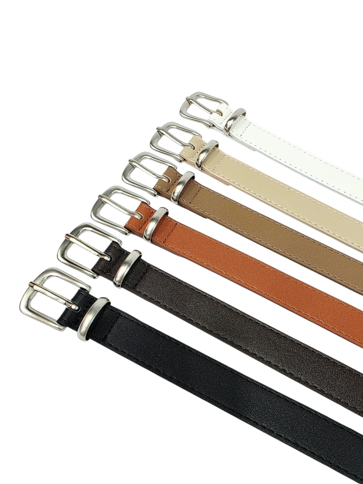 20mm Matte Silver Three-Set Belt - 이미지 1