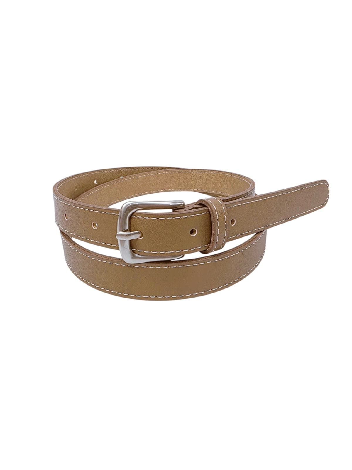 20mm White Stitch Point Slim Belt - 이미지 2