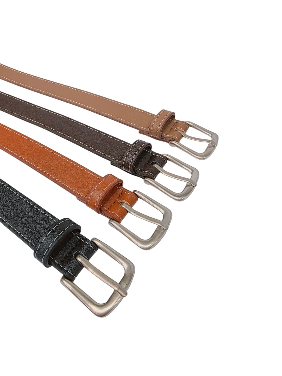 20mm White Stitch Point Slim Belt - 이미지 1