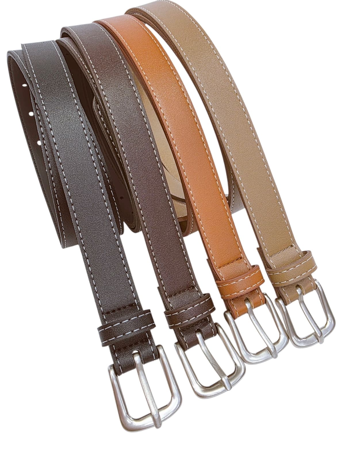 20mm White Stitch Point Slim Belt - 이미지 14