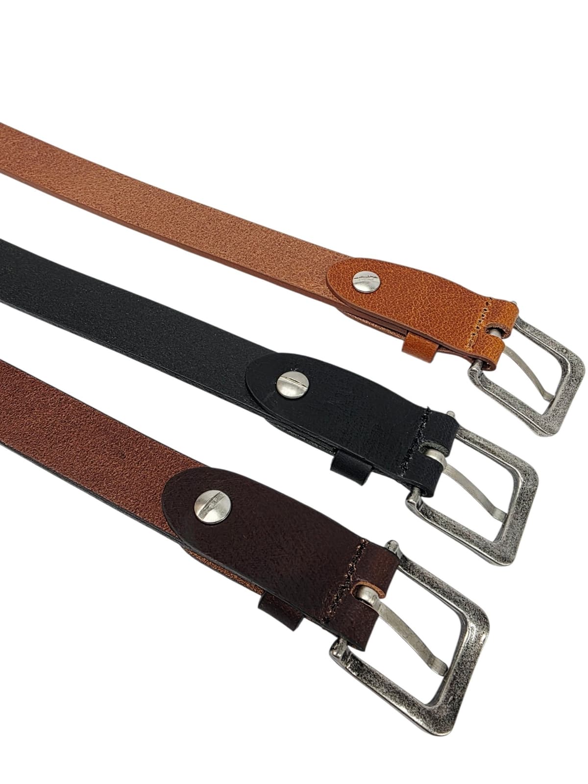 23mm Vintage Full Grain Leather Simple Belt - 이미지 4
