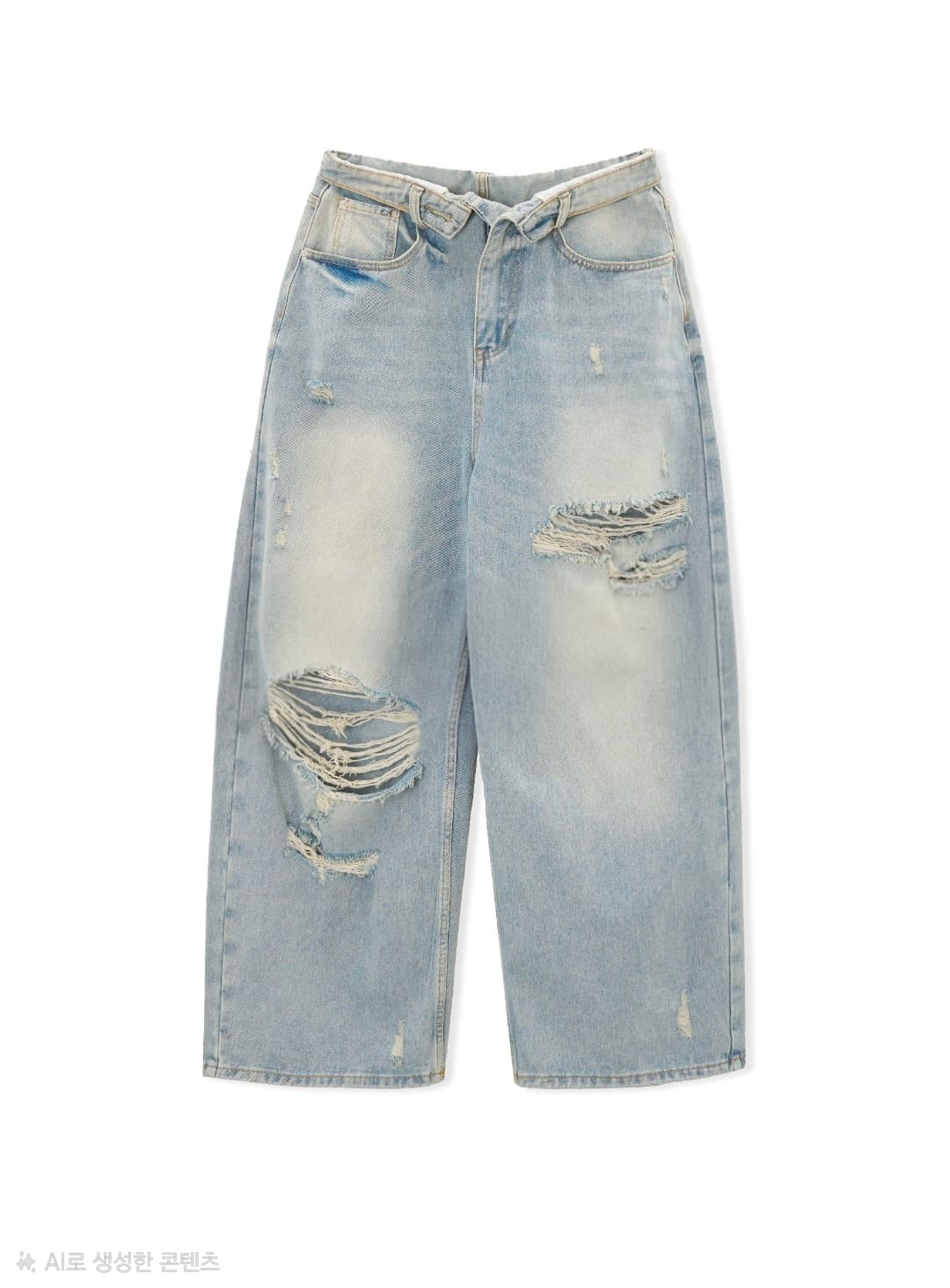 Reverse wide distressed denim pants - 이미지 7