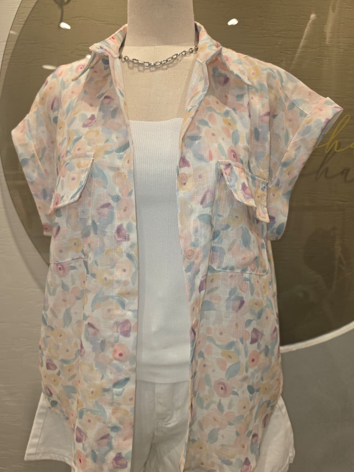 Linen pocket flower shirt - 이미지 5