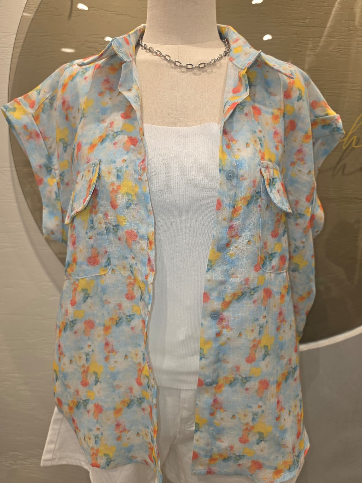Linen pocket flower shirt - 이미지 11