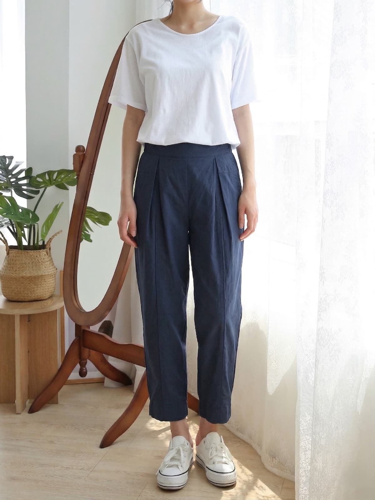 Slim baggy cotton pants - 이미지 6