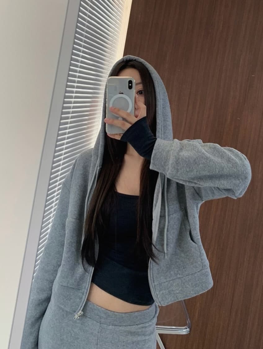 Terry Fleece Set (Zip-up Hoodie & Pants) - 이미지 5