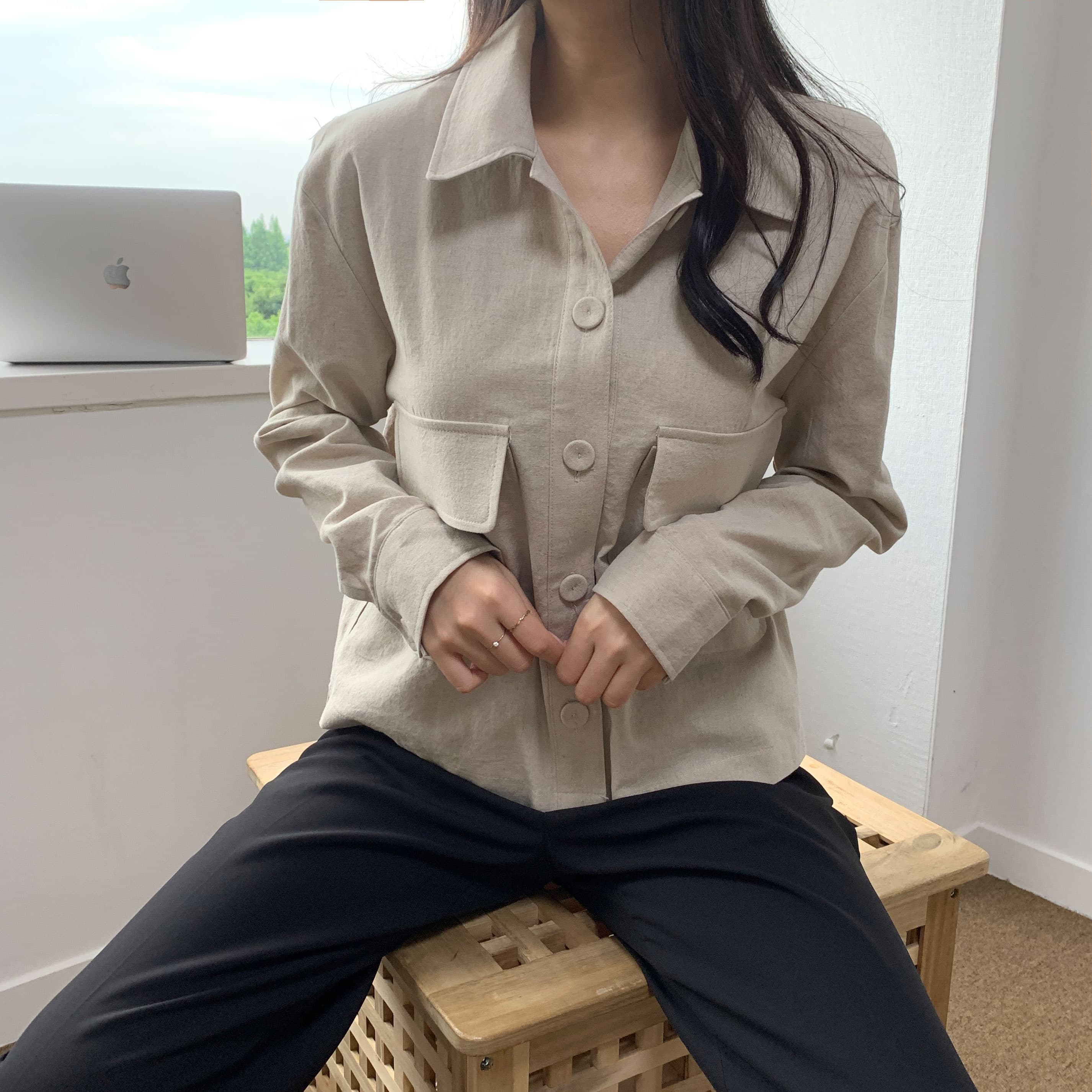 (Sale) (Linen) Milan Linen Jacket High-Quality Linen Outerwear - 이미지 3