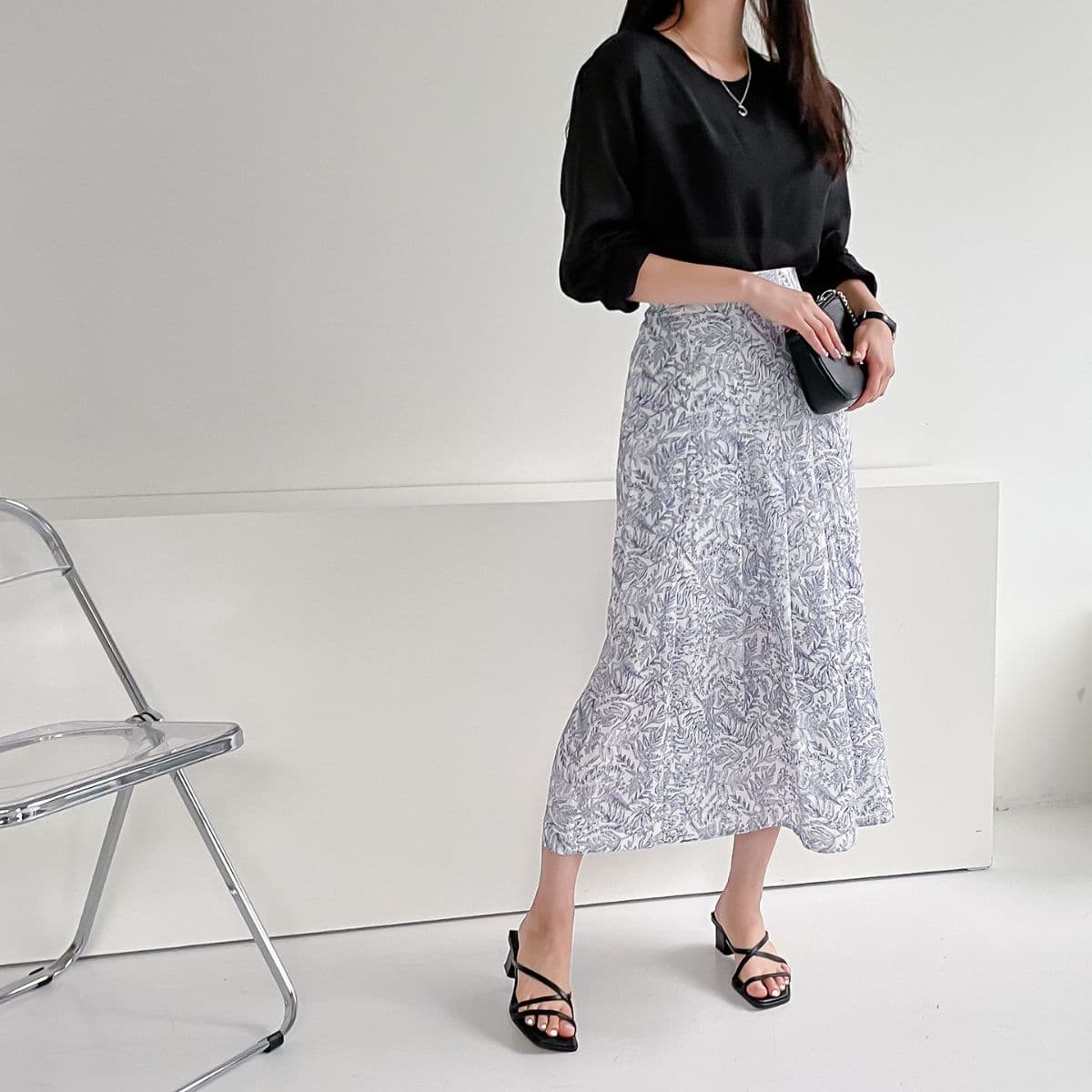 (Sale) Drawing Back Elastic Skirt, Half Skirt, H-line, High-quality material including lining - 이미지 14