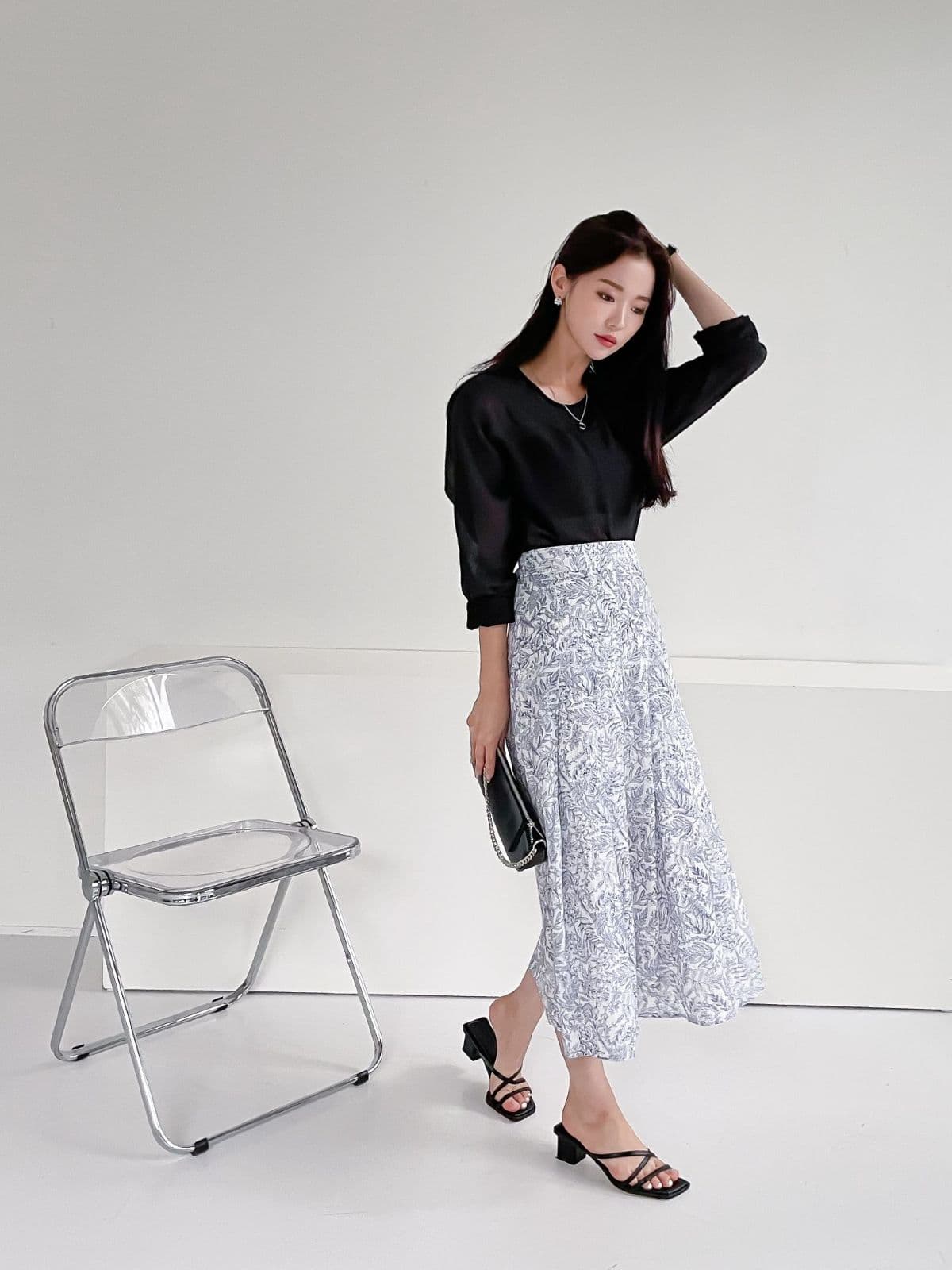(Sale) Drawing Back Elastic Skirt, Half Skirt, H-line, High-quality material including lining - 이미지 5