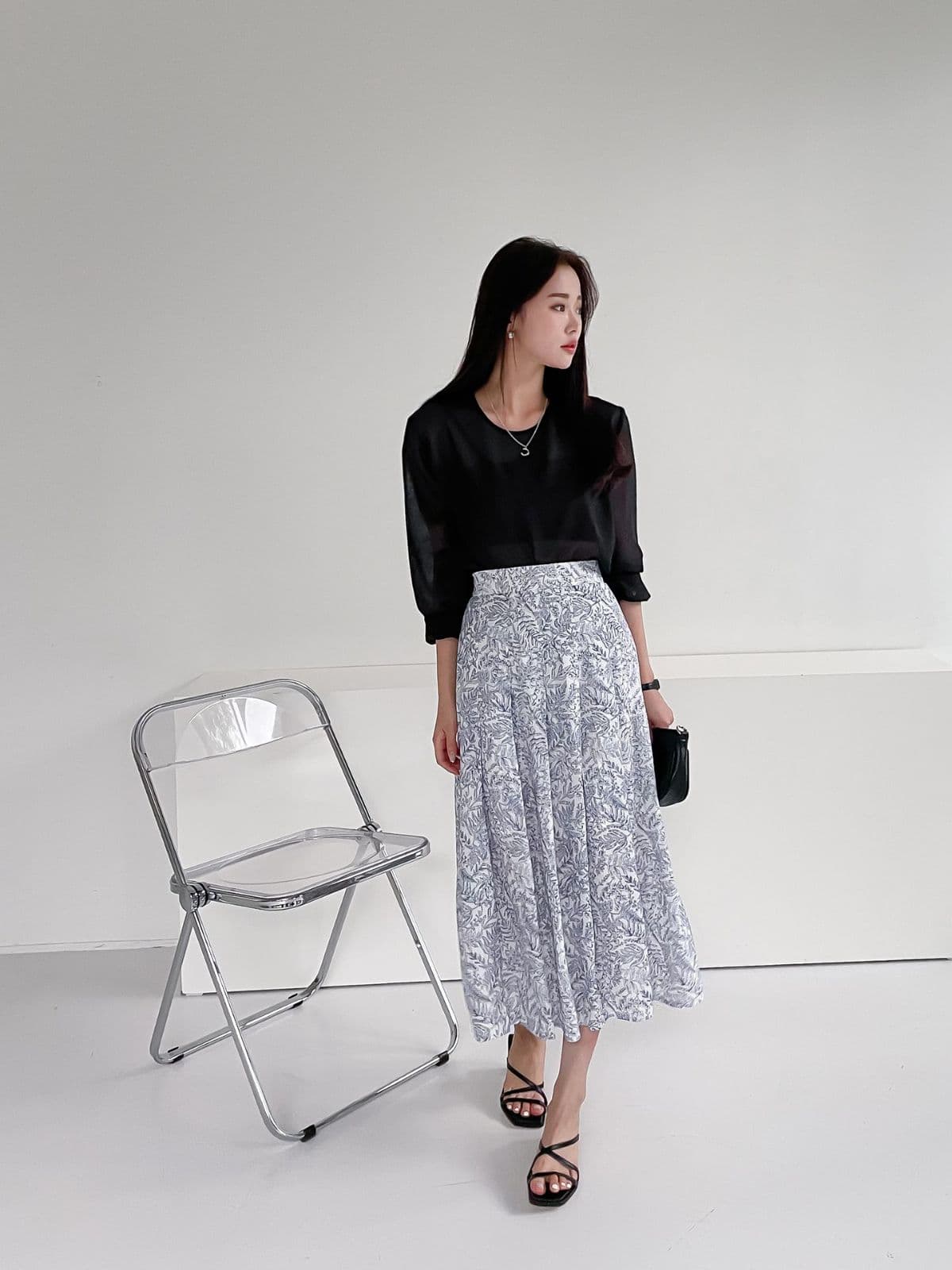 (Sale) Drawing Back Elastic Skirt, Half Skirt, H-line, High-quality material including lining - 이미지 4