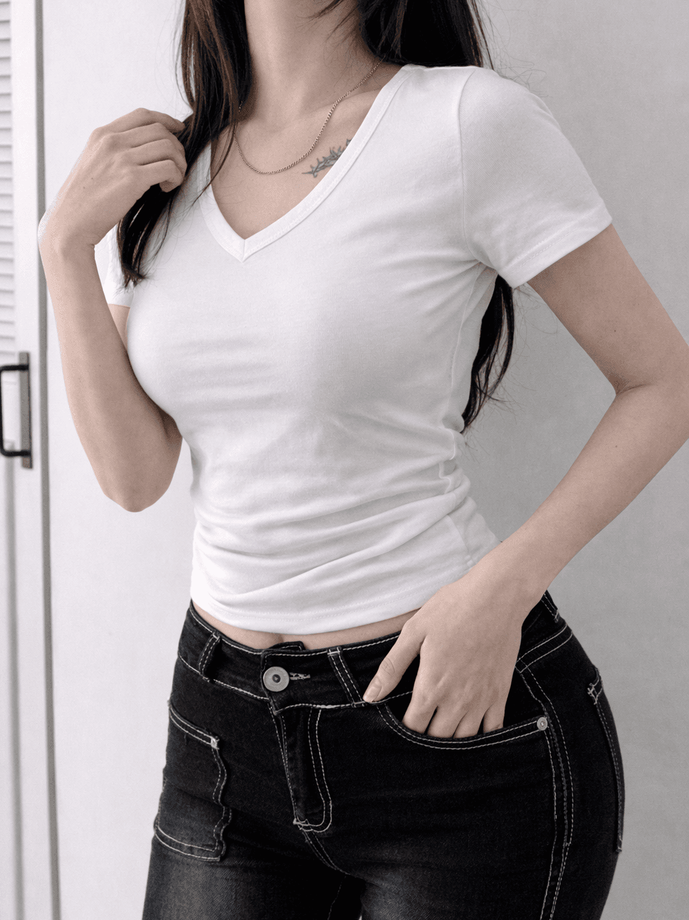 Mochi V-neck short sleeves - 이미지 7