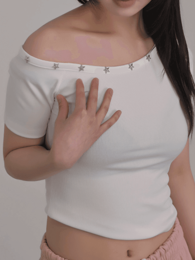 Slim Rivet Off Short Sleeve - 이미지 3