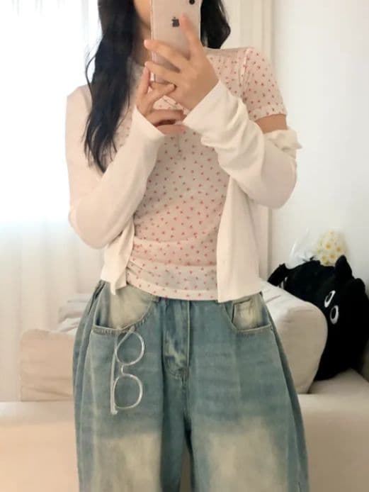 Tencel Fabric) Rose Dot Short Sleeve - 이미지 2