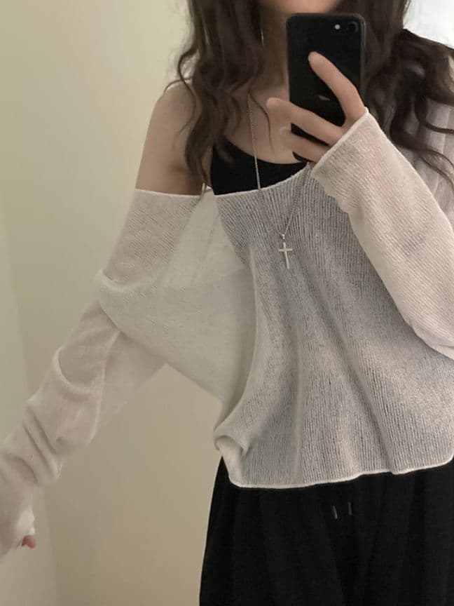 Sal-anta Item) Deep V-neck Sal-anta Knit - 이미지 5