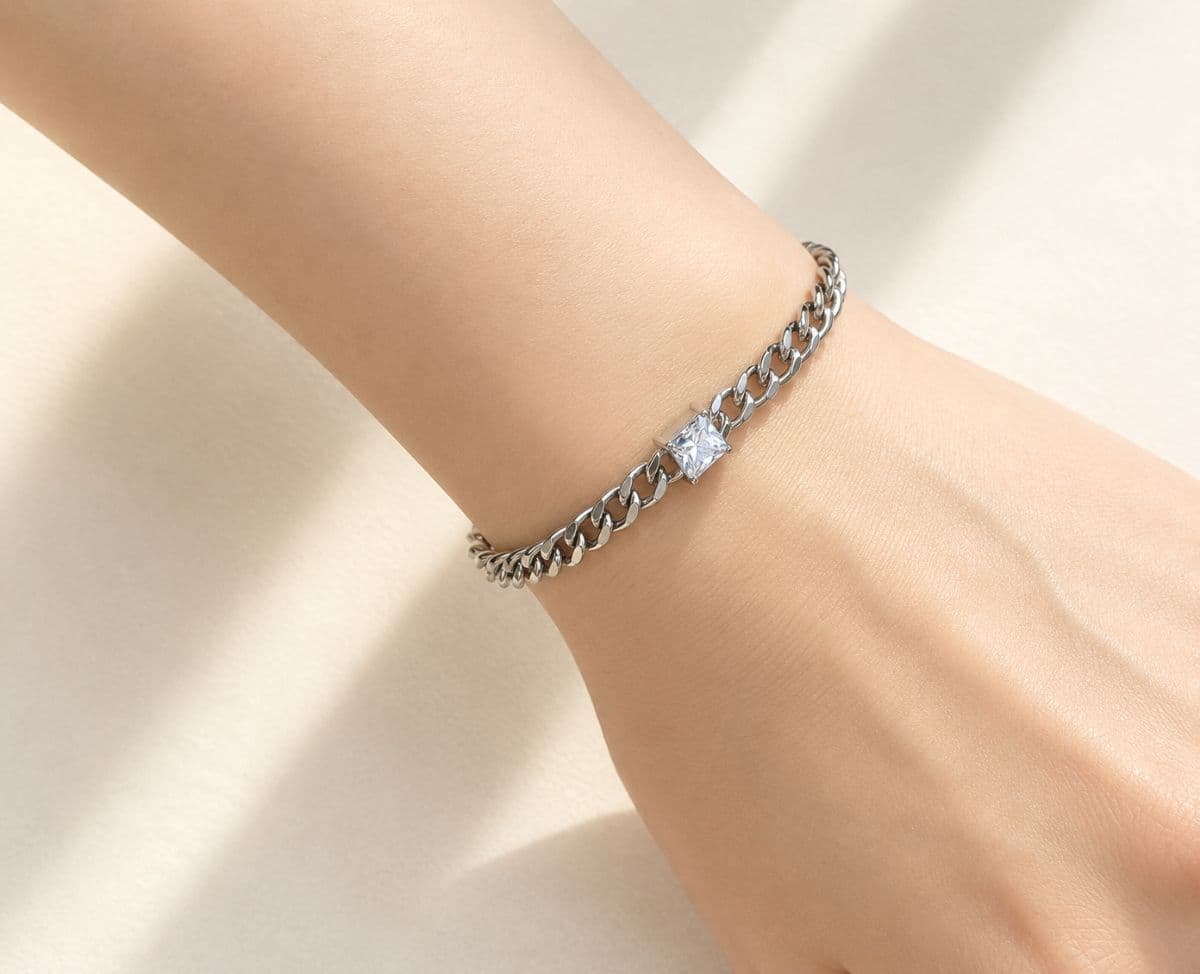 HB21 Square Cubic Surgical Steel Bracelet - 이미지 7