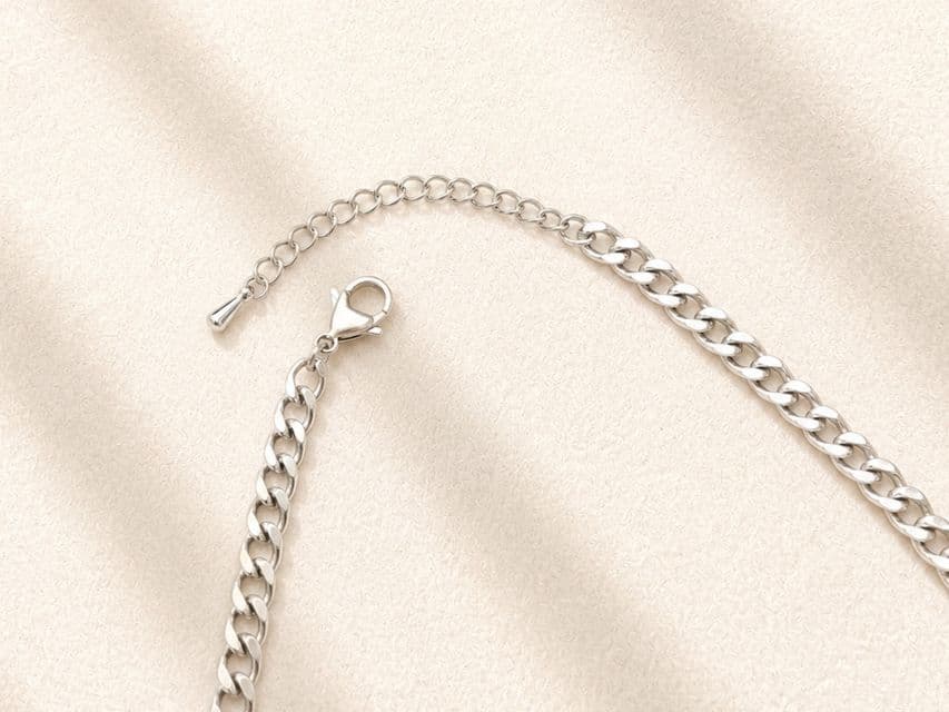 HN26 Square Cubic Surgical Steel Necklace - 이미지 9