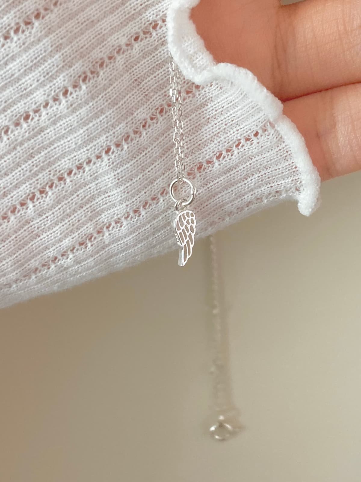 925 Silver Angel Wing Pendant Necklace - 이미지 1