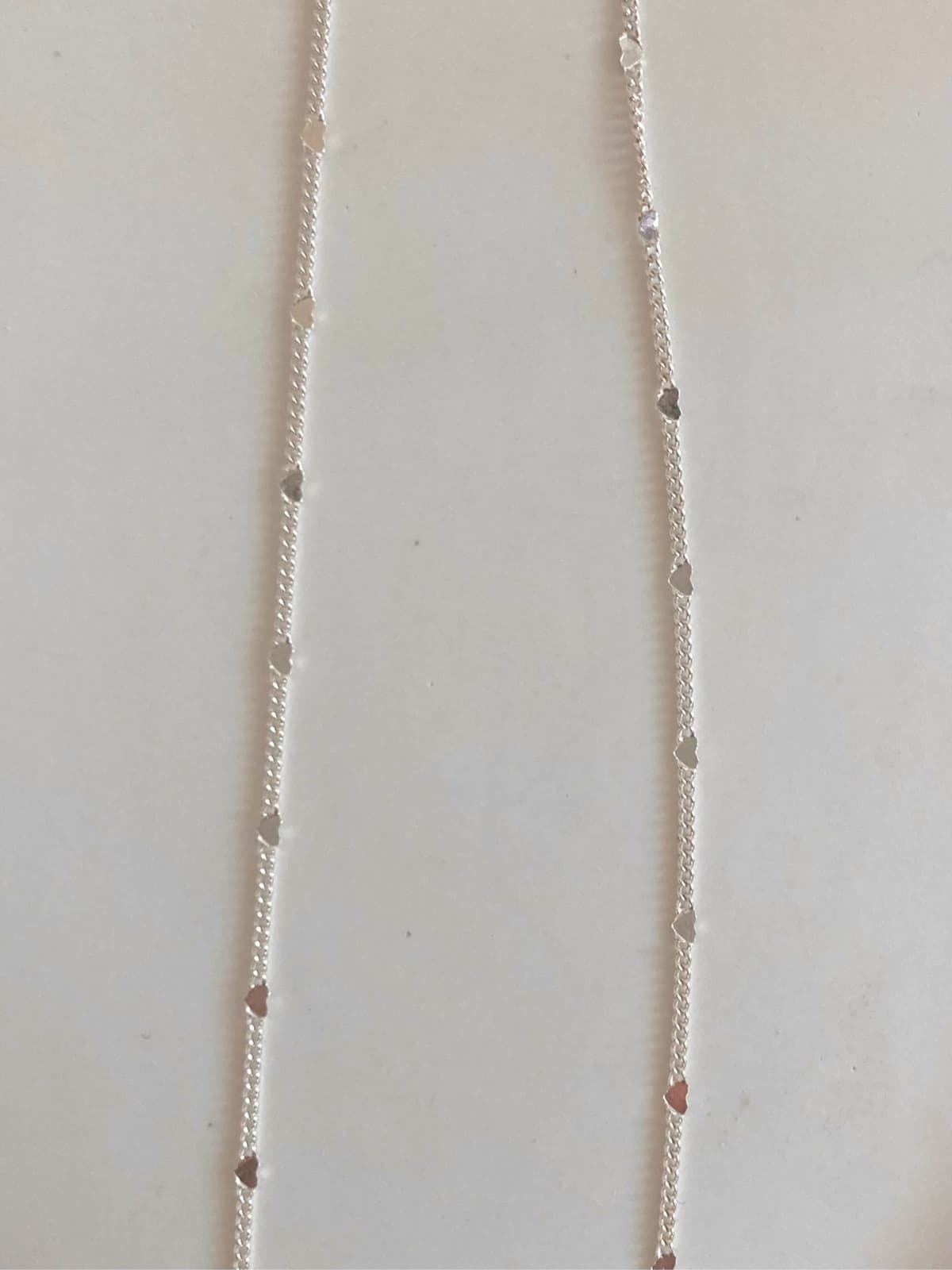925 Silver Heart Press Flat Chain Necklace - 이미지 3