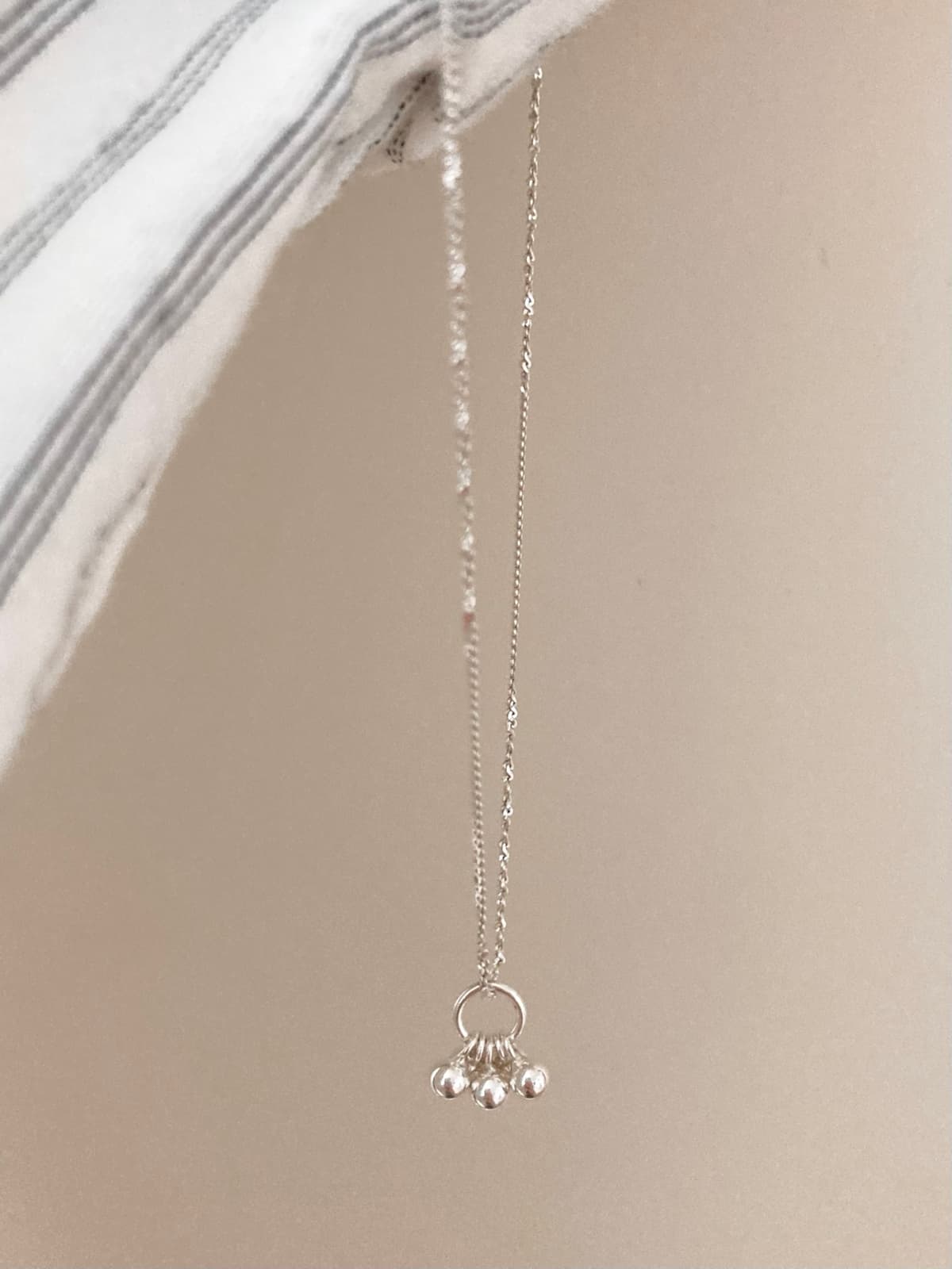 925 Silver Silver Ball Silky Chain Necklace - 이미지 1