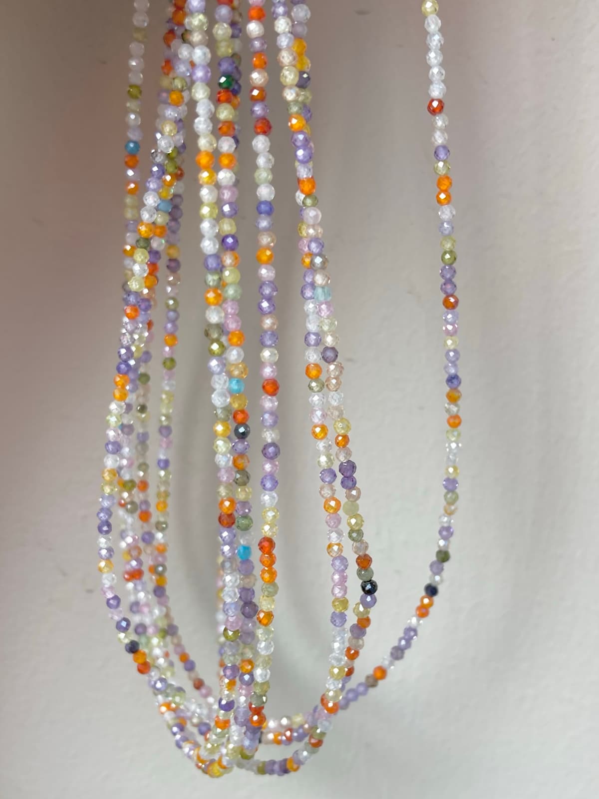925 Silver Shining Stone Mix Bead Necklace - 이미지 1