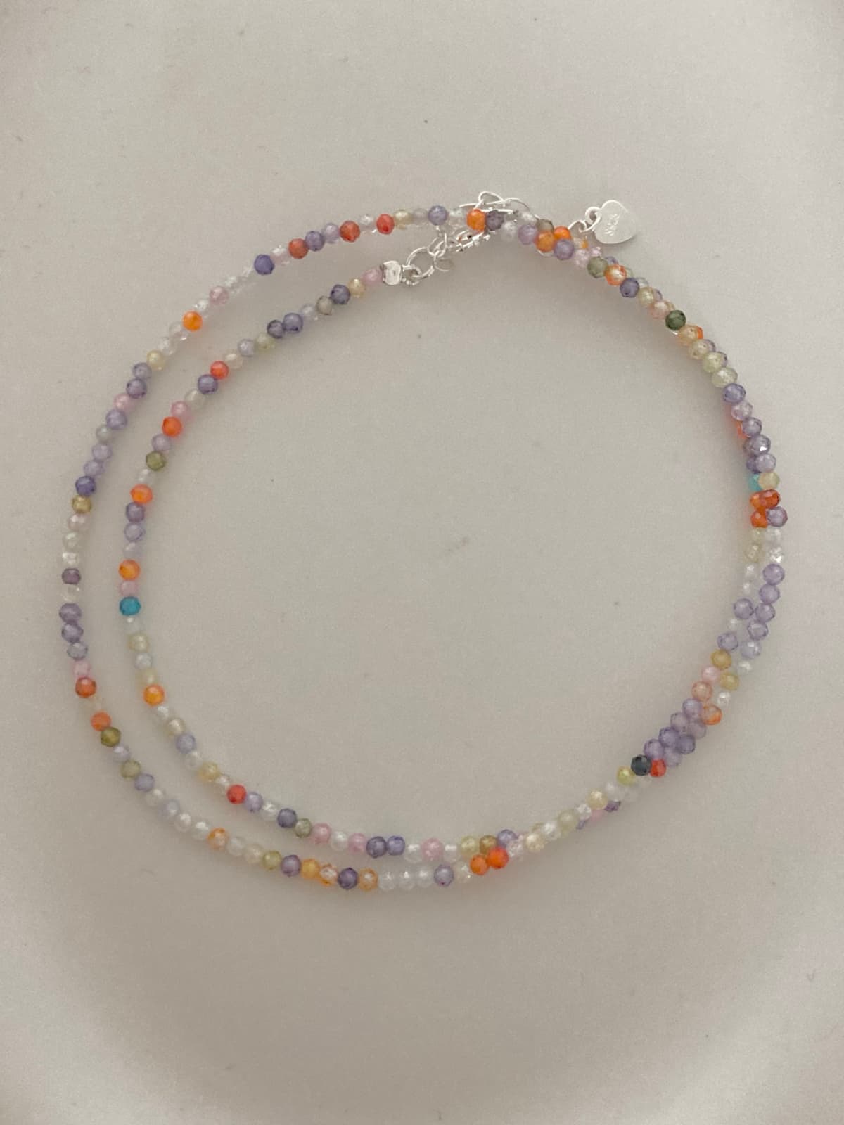 925 Silver Shining Stone Mix Bead Necklace - 이미지 7
