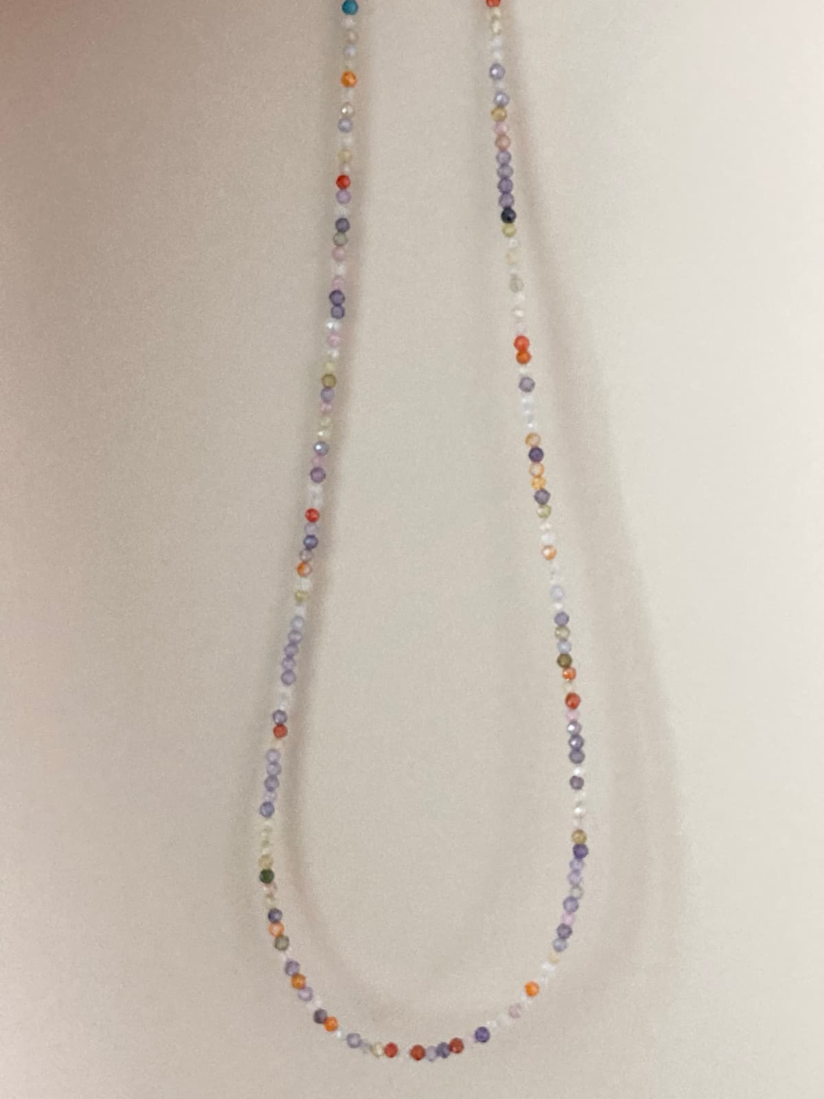 925 Silver Shining Stone Mix Bead Necklace - 이미지 8