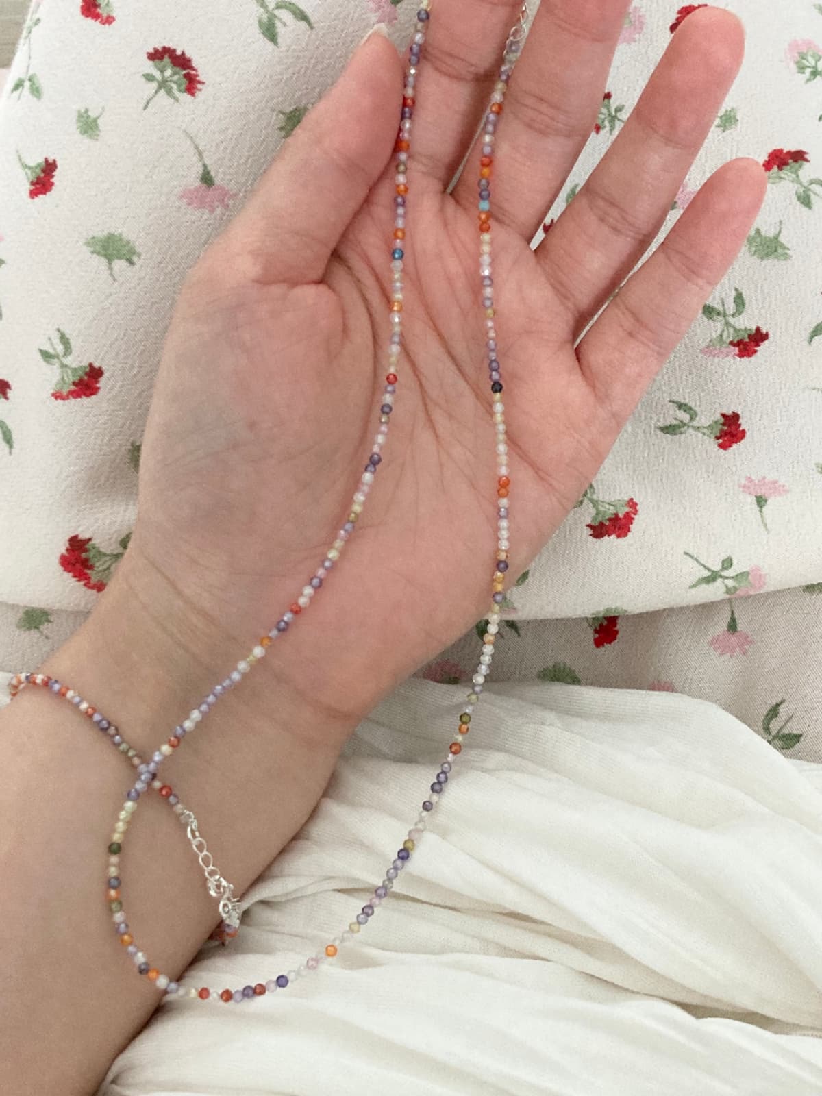 925 Silver Shining Stone Mix Bead Bracelet - 이미지 3