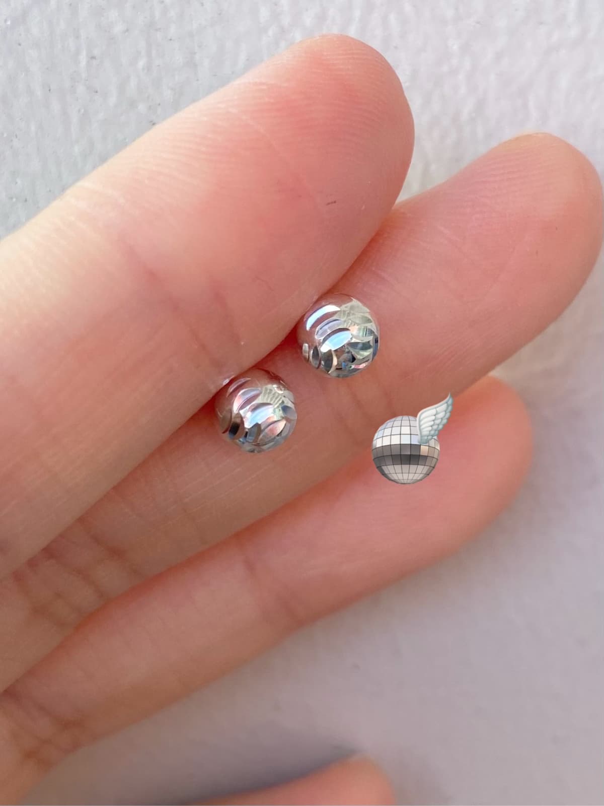 925 Silver Mirror Ball Cut Wave Detail Ball Earrings 5mm - 이미지 2